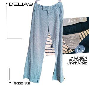 dELiA*s Vintage Linen Blend Pinstripe Wide Leg Pants Size 1/2
